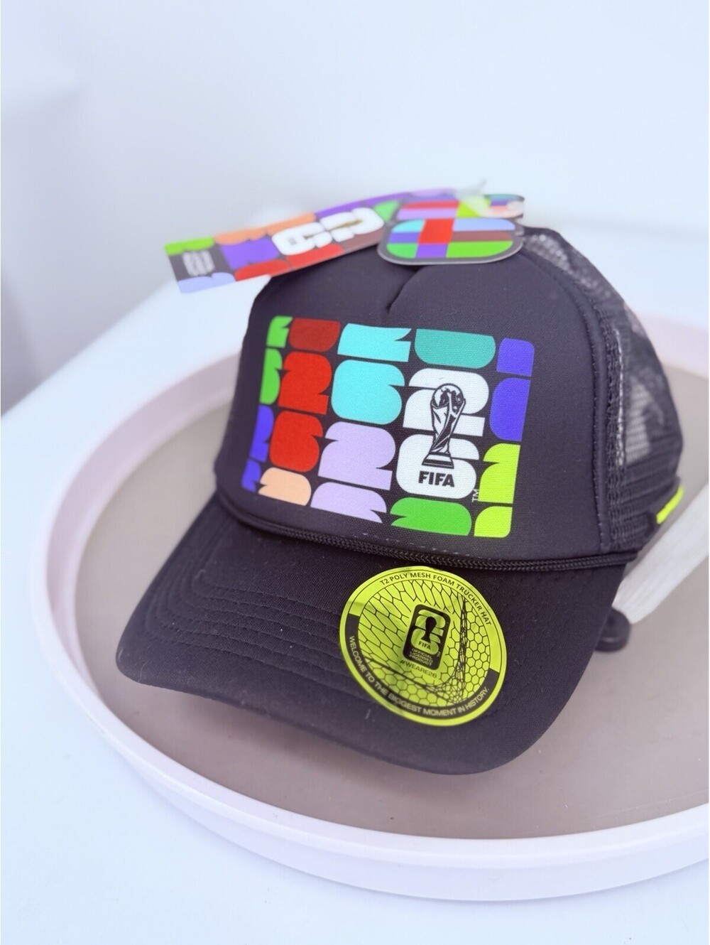 FIFA World Cup 26 Trucker Hat Black Mesh Snapback Official Licensed NWT